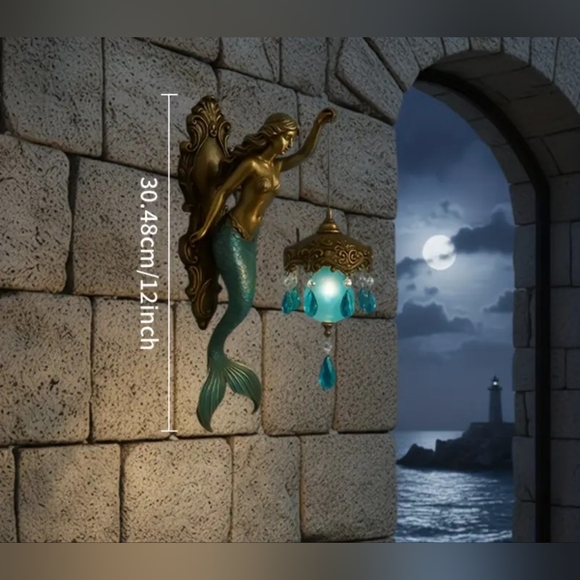 Mermaid Wall Sconce with Blue Accents - Picture 3 of 3